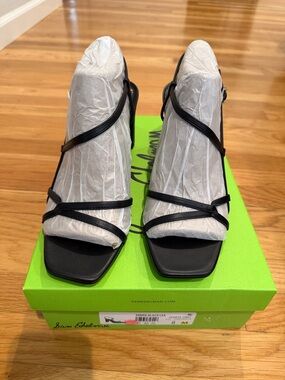 Sam Edelman Emmie Black Strappy Square-Toe Heels
